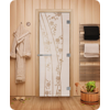 Дверь для сауны DoorWood (Дорвуд) 70x190 Эталон Весна цветы (сатин) левая