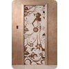 Дверь для сауны DoorWood (Дорвуд) 80x210 Основная серия Девушка в цветах (бронза), правая