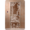 Дверь для сауны DoorWood (Дорвуд) 80x210 Основная серия Мишки в лесу (бронза), правая