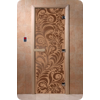 Дверь для сауны DoorWood (Дорвуд) 80x210 Основная серия Хохлома (бронза матовое), правая
