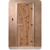 Дверь для сауны DoorWood (Дорвуд) 90x210 Основная серия Весна цветы (бронза матовое), левая