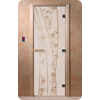 Дверь для сауны DoorWood (Дорвуд) 90x210 Основная серия Весна цветы (сатин), левая